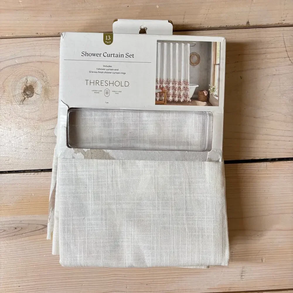 Threshold NWT Coastal Shower Curtain Missing Hooks